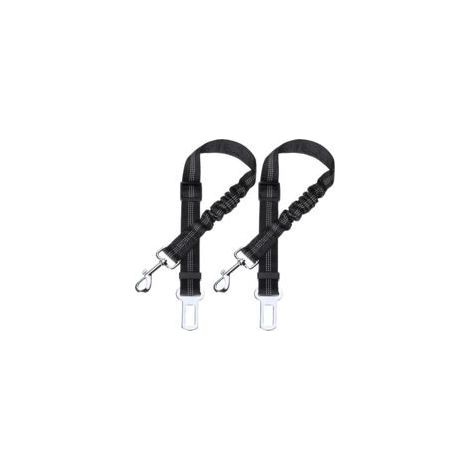 Ceinture de sécurité pour chien avec amortisseur élastique et mousqueton robuste, ceinture réglable pour chien, niveau de sécurité le plus élevé pour toutes les races de chiens et chats, noir 2-pack (1/5)