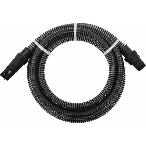 Tuyau d'aspiration avec raccords en PVC, noir, 1" x 4 m PVC (1/5)