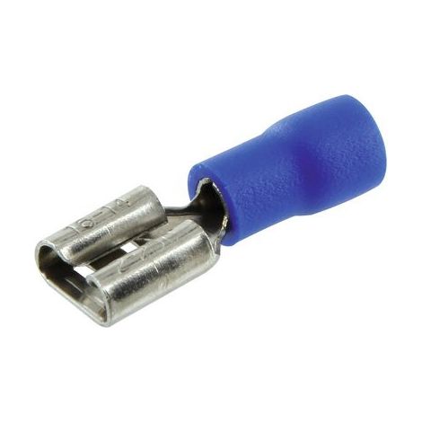 Clip pré-isolé - Femelle - Dhome - Section de 1,5 à 2,5 mm² - Diamètre 6,35 mm - Bleu - Sachet de 10 (1/3)