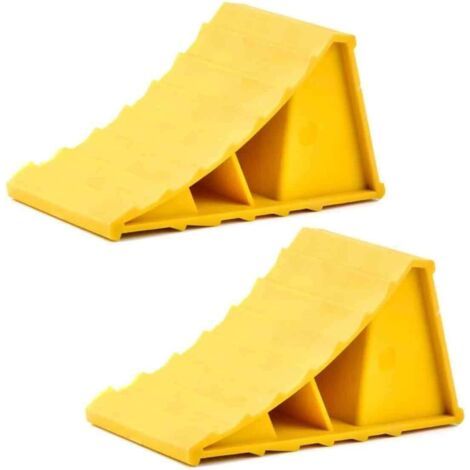 Cale de roue, 2 pièces, bloc antidérapant, cales de roue, cale de roue de voiture, cale de roue de voiture, pour caravane, camping-car, voiture, moto, van à chevaux – Jaune