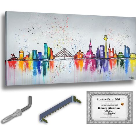 Monica Mirafiori  Dipinto a mano al 100%  Quadro Düsseldorf  140x70cm  Dipinto dipinto a mano  Pittura acrilica  Quadro acrilico di grandi dimensioni  Arte moderna  Stampe artistiche (1/5)