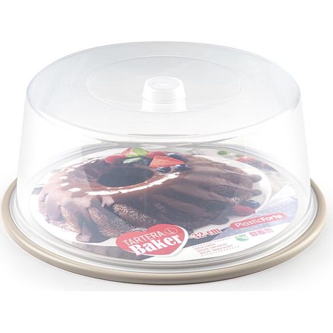 Bandeja pasteles tartera plastico 15 cm altura y diametro 34 cm Beige (1/3)