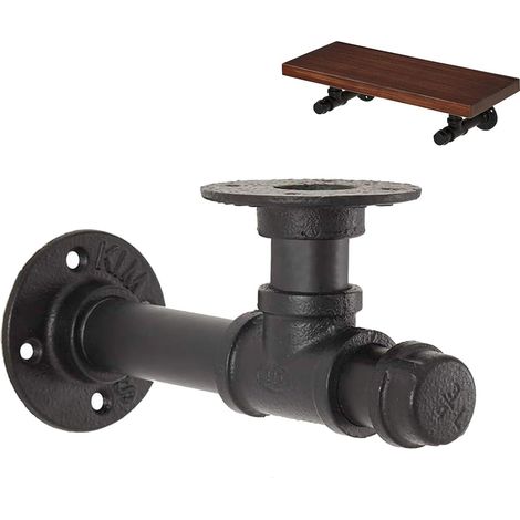 Supports d'Étagère à Tuyaux,Support Tablette Mural Style Industriel,Equerre Etagere Noire,Equerre Murale Decorative,Utilisé pour Décorer la Cuisine, Le Salon, la Chambre, la Salle D'étude (1/5)