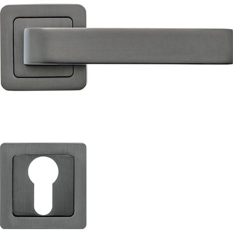 AYR Lot de 2 poignées CANELA graphite mat + 2 rosaces cylindre graphite mat (1/4)