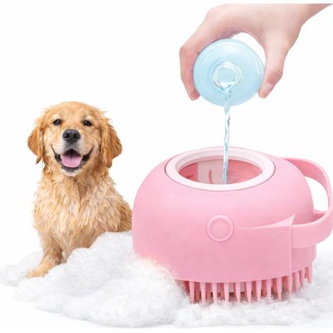 LEO-PAUL brosse bain silicone, réservoir shampoing intégré, massage, rose (1/5)
