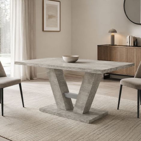 Mesa Fija Liteneso, 6 Asientos, Forma Rectangular, Acabado Color Cemento, 137x90x76h cm Gris Cemento (1/3)
