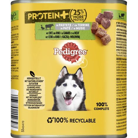 Pedigree Protein Plus Hundenassfutter Adult 800 g Ente & Rind