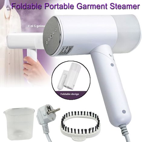 Défroisseur vapeur multifonctionnel 1000 W pour la maison : chauffe jusqu’à 105 °C en 20 secondes, pliable pour un rangement facile, léger et portable – un indispensable pour les voyages. (1/5)