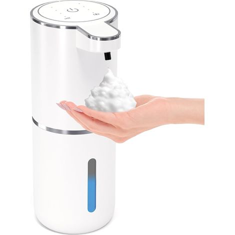 Automatischer Schaumseifenspender, 400 ml berührungsloser elektrischer Schaumseifenspender, 8-stufig einstellbare Seifenpumpe, USB-C-Ladeanschluss, IPX6 wasserdicht, geeignet für den Einsatz im Badezi