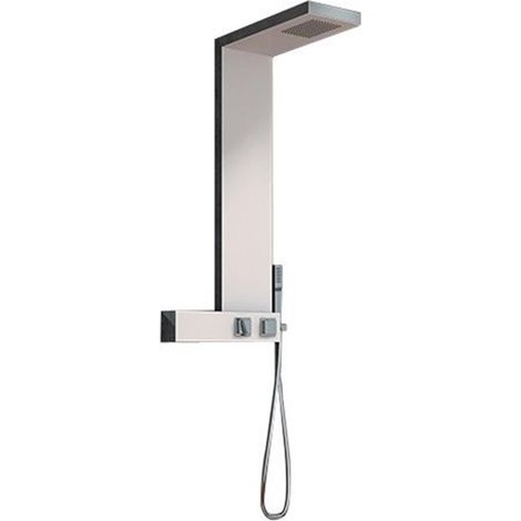 Kinedo – Colonne de douche thermostatique en inox brossé – Douche pluie avec picots anticalcaires – Mitigeur encastré – Dimensions 20x50x102,5 cm