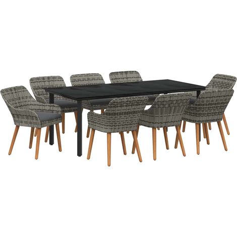 Maison Exclusive - Ensemble de salle à manger pour jardin 9 pcs Gris polyrotin