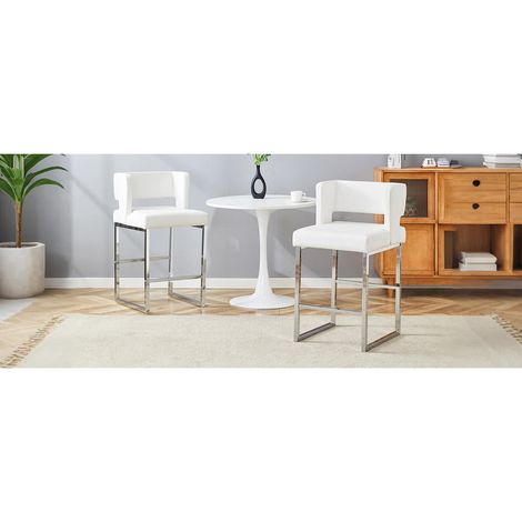 Barstools nordiques, design carré moderne, pieds métal argenté, lot léger et confortable (1/5)