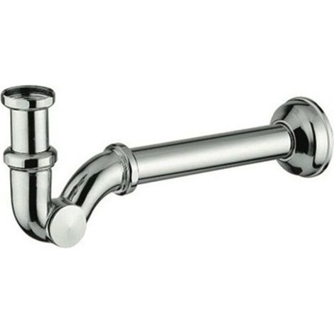 Manguera en forma de S de latón cromado de 1"1/4 sin desagüe – Solución resistente para lavabo