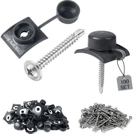 100 PCS Fixation Tôle Ondulée M4.8 x 45mm Gris foncé, Vis Etanche Tole Ondulée, Vis Autoforeuse Metal Tole Ondulées (1/5)