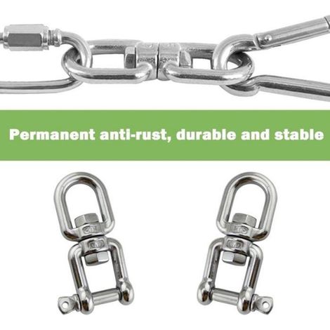 Manille De Levage - M8 - Acier Inoxydable - Anneau Pivotant Œil-à-Œil - Pour Fauteuils Suspendus Et Sacs De Jardin - Lot De 2 (1/4)