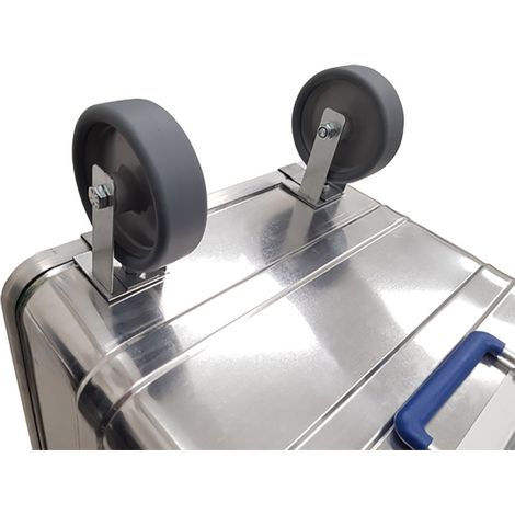 Jeu de roues pour caisses en aluminium empilables