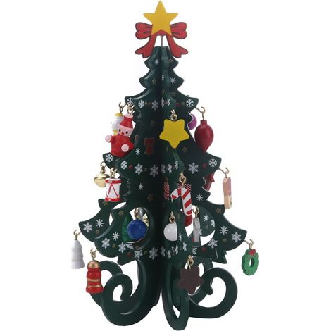 Décoration de sapin de Noël en bois, petit sapin décoratif en bois vert pour fête de Noël
