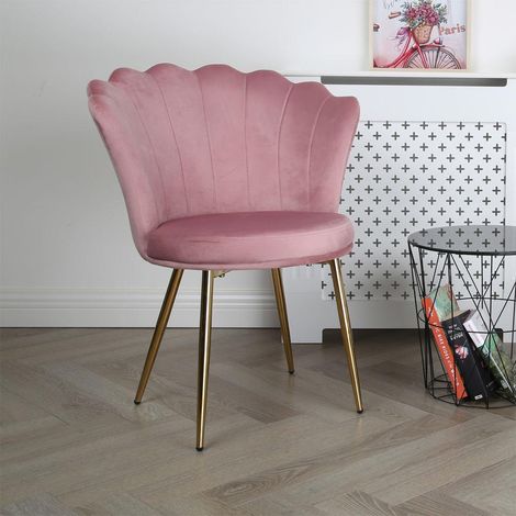 FREYA Velvet Upholstered Petal Back Scallop Accent Dining Chair - Pink (1/5)