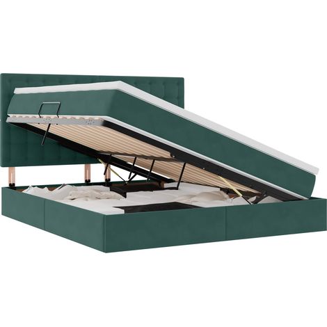 Maison Exclusive - Letto con contenitore e materasso Verde Scuro 160 x 200 cm