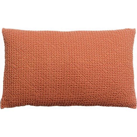 Coussin Décoratif Effet Stonewashed 30 x 50 cm - Coloris Citrouille pour Salon et Chambre - PANGIVO (1/3)