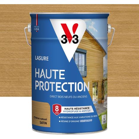 Lasure Bois extérieur Chêne naturel satin - Protection 8 ans - résistance hydrofuge et anti-UV - Résiste aux variations du bois - résine d'origine végétale - 5L (1/4)
