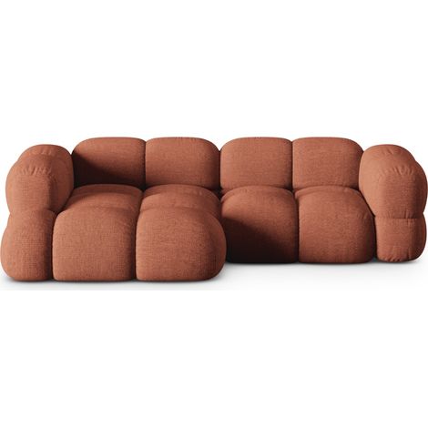 Canapé d'angle gauche 3 places en tissu structurel corail (1/5)