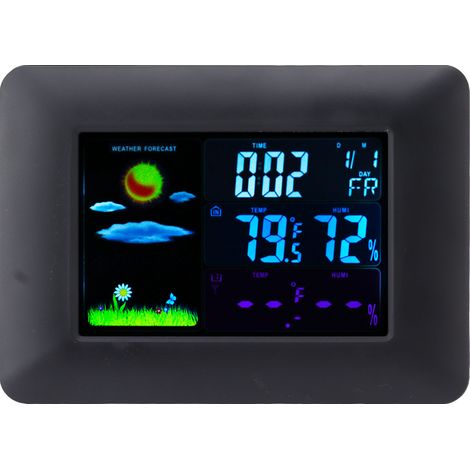 Réveil sans fil avec écran couleur, horloge météo multifonctionnelle, mesure de la température et de l'humidité, horloge numérique intelligente, 100-240 V, prise US TS-A97 (1/5)