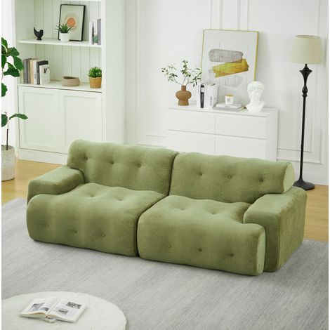 Divano 2 posti Cloud in ciniglia verde, 224 x 104 x 66 cm, senza montaggio, REDOM (1/5)