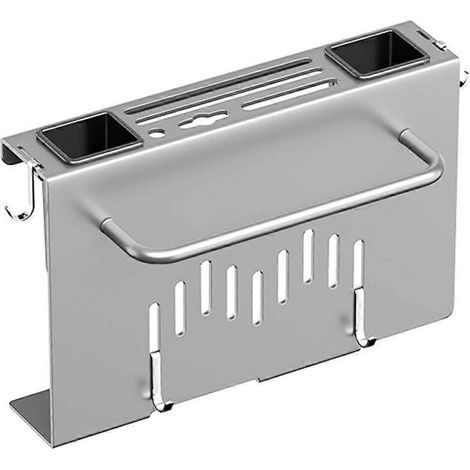 Porte-ustensiles mural, étagère à ustensiles de cuisine, organisateur de rangement suspendu multi-usage avec porte-planche à découper gris (1/5)