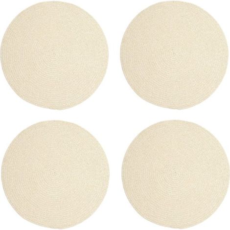 4 manteles individuales redondos tejidos, lavables, antideslizantes y aislantes (beige, 38 cm) (1/5)