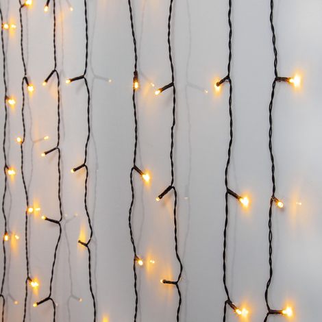 Rideau lumineux LED Star Golden Warm White 1,3x2 m Trading, chaîne lumineuse noire pour l'intérieur et l'extérieur, 120 LED blanc très chaud, IP44