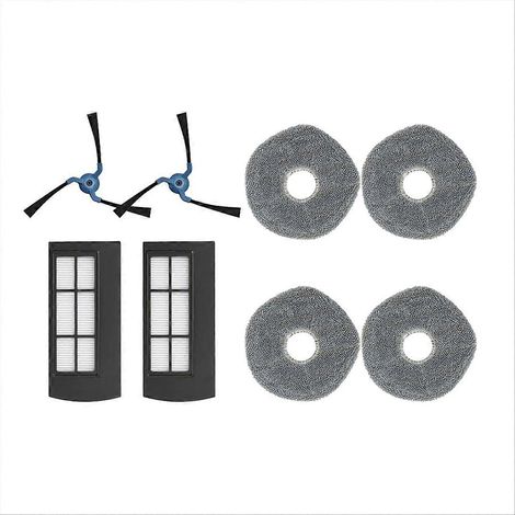 Lot de 4 accessoires X9 Pro : brosses latérales, filtre HEPA et serpillière microfibre pour robot aspirateur (1/5)