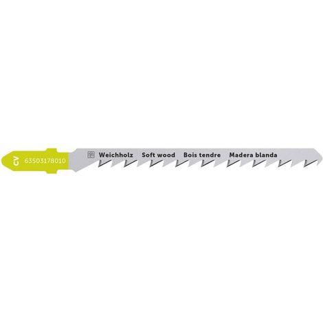 Lame de scie sauteuse Jig 26 AS bois CV 75 T2.5/1.4 SW. Pour Bois, bois tendre, bois de construction, plans de travail de cuisine, contreplaqué, multiplex, panneaux lattés, MDF. VE=5 pcs. (1/5)