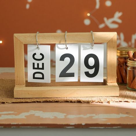Calendrier perpétuel en bois, calendrier de bureau en bois à rabat, calendrier de bureau décoratif, calendrier de bureau vintage réutilisable, convient aux bureaux et à la décoration intérieure. (1/5)