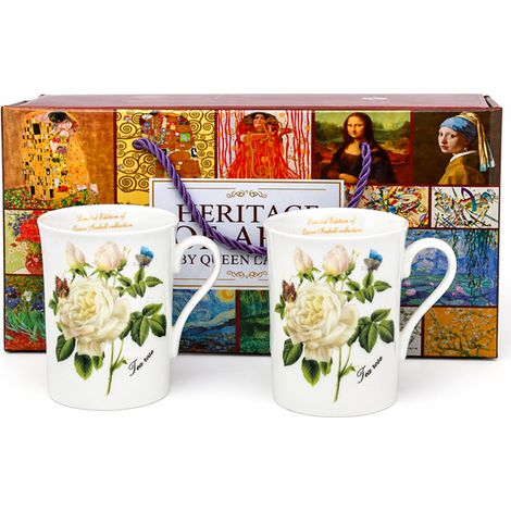 Set di tazze in porcellana da 300 ml in confezione regalo, collezione Rosa Bianca. (1/4)