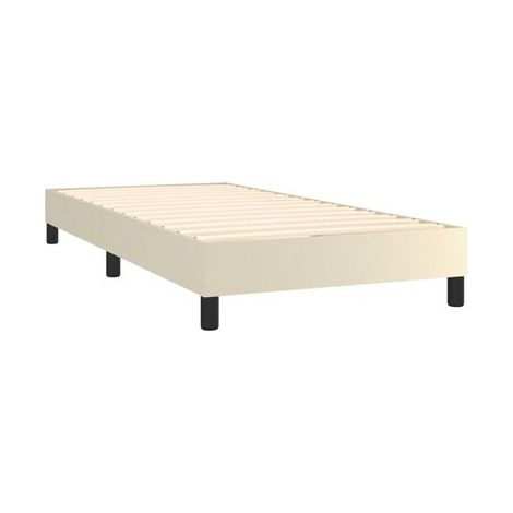 Sommier Snowco, matelas crème, 80 × 200 cm, similicuir, pour chambre, confort quotidien, assemblage rapide (1/5)