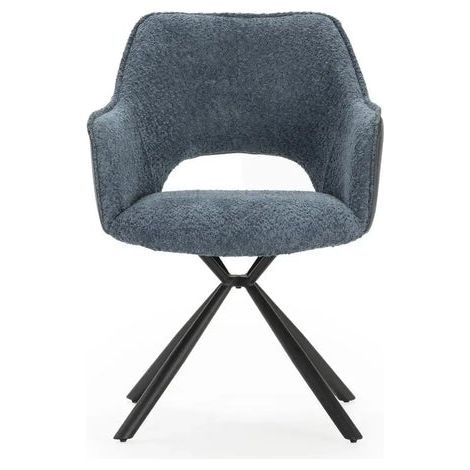 OLYA - Lot de 2 chaises pieds en métal noir Bleu (1/5)