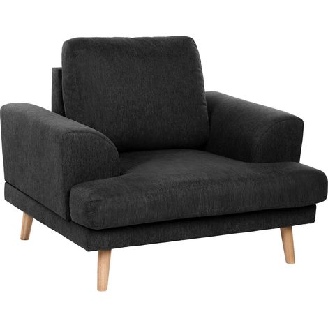 Armchair Black Fabric Soft with Flared Armrests Decor Living Room KILDAL (1/5)