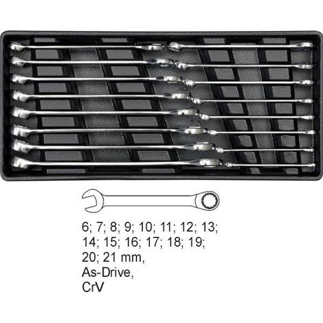 YATO YT-5531 - vassoio de plastica con chiavi de combinazione 16pcs 621mm