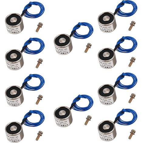 BelleRise - 10 électroaimants solénoïdes 12 V CC, aimants de levage 2,5 kg pour appareils, distributeurs, serrures automatiques (1/4)