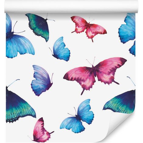 Papel pintado con mariposas de colores para salón y dormitorio, 50x1000 cm. (1/5)
