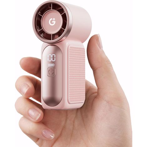 Portable Handheld Mini Fan, 6 Speeds High Velocity Personal Fan with LED Display, USB Rechargeable, Mini Fan for Makeup, Travel, Outdoor,Pink (1/5)