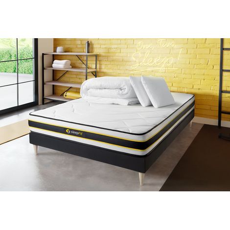 Pacchetto letto completo - Materasso 140x190cm + Box spring (monoblocco) + 2 cuscini + Piumone - Flexy