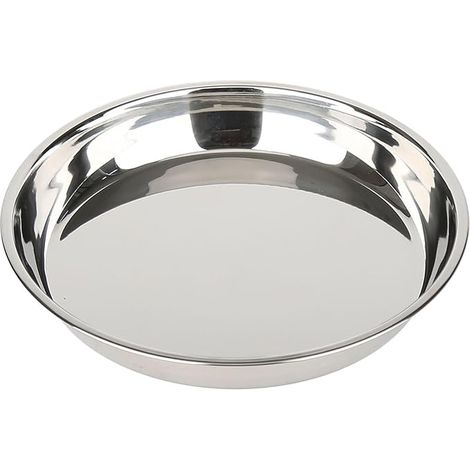 Plat à Four Rond en Acier Inoxydable, 38 cm, Couleur Argentée, Multifonction pour Cuisson et Présentation (1/4)
