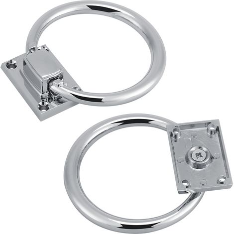 Poignée de Tir pour Bois Boucle Argentée Brillante Diamètre Intérieur 78mm Dimensions 111x56x38mm Kit 1 Poignée + 4 Vis (1/5)