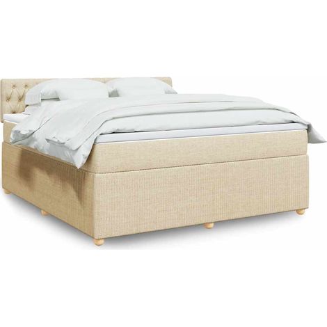 Boxspringbett mit Matratze Creme 180x200 cm Stoff (1/5)