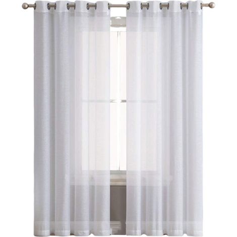 2er-Set transparente Gardinen (134 x 160 cm) – Doppellagiger Tüll mit Ösen – Moderne und weiche Vorhänge für weiße Dekorationen (1/4)