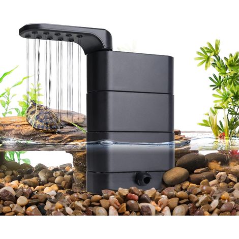 Filtre Aquarium 580L/H, 75L-190L, Filtration Biologique pour Aquariums Amphibiens, Pompe Filtre Interne avec 2 éponges et Balles Biologiques, pour Tortues, Crabes et Grenouilles (1/5)