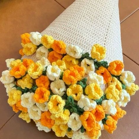 Couverture À Crocheter - Bouquet De Roses En Fleur - Diamètre 80 Cm - Coton - Pour Décoration Intérieure Et Cadeau (1/5)