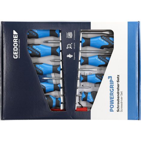 Gedore Officina e meccanica Kit cacciaviti 10 parti Taglio, Croce Phillips (1/4)